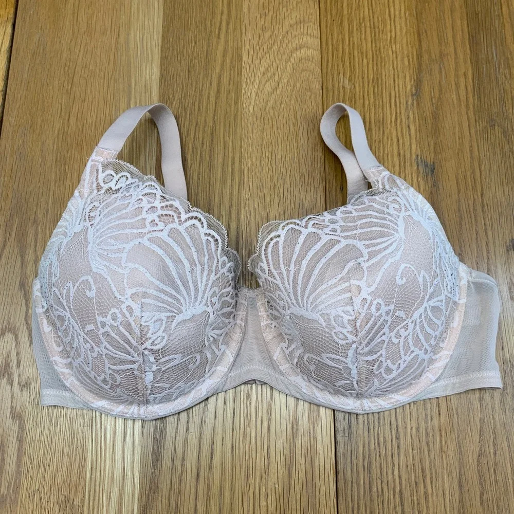 Paramour Marvelous Side‎ Smoother Underwire Bra 38DDD Nude Beige Lace 135061